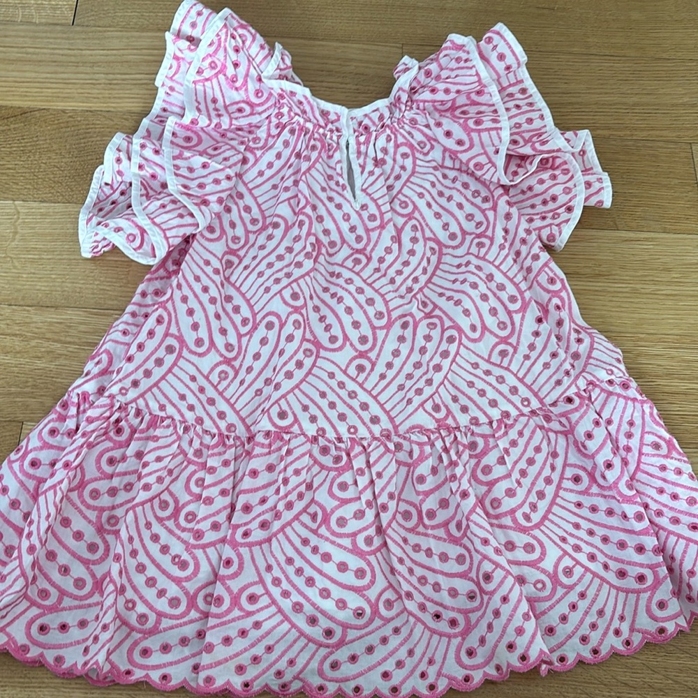 Country Road white and pink embroidered ruffle dress